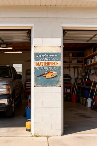 I’m Not A Mess I’m A Masterpiece In Progress Tin Sign Vintage Inspirational Quote Metal Wall Decor Artistic Paint Palette Rustic Motivation Plaque For Home Studio Office Classroom 8x12 Inch - Image 3