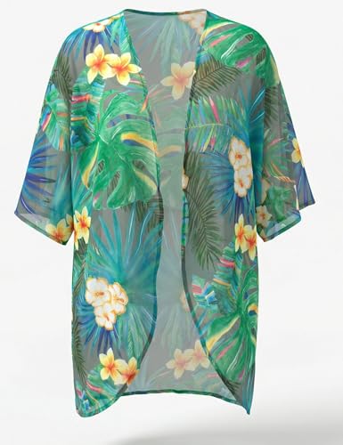 Image of Chunoy Women Floral Beach Wear Cover Up Chiffon Kimono Cardigan Open Front Blouse Beach Resort Wear for Swimwear 2026