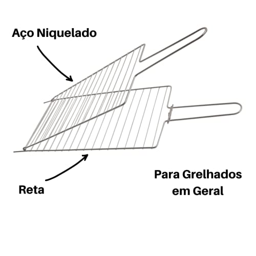 Grelha Churrasqueira churrasco Dupla Reta para Peixe Carne Frango Grelhados