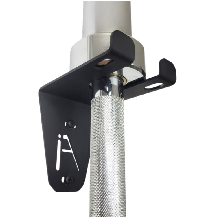 IRON AMERICAN Alpha Barbell Gym Wall Mount Storage 100+ Pound Capacity - Multi-Use Barbell Wall Holder, Barbell Hanger 4.25 x 6.75 x 7.25 Inches - Holds Any Standard Olympic Barbell - Hardware Included