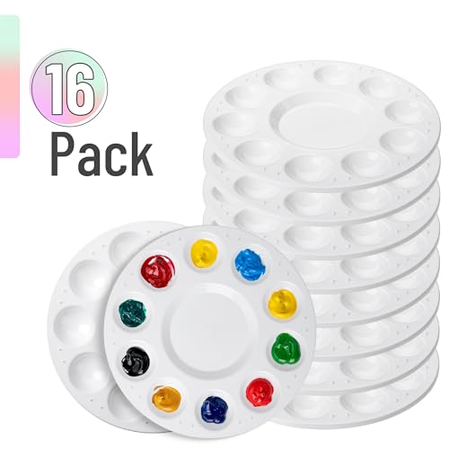 Image of Mr. Pen- Round Paint Tray Palettes, 16 Pack | Plastic White Palettes for Students, Kids, Paint Holder, DIY Craft Class, Painting