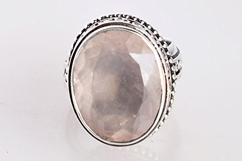Bague argent 925 quartz rose véritable avec pierres précieuses - 4