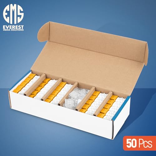 Everest 90° Angled RJ45 Cat6 Keystone Jacks 50-Pack in Yellow - Slim Profile Female RJ45 Connectors - Cat 6 Keystone Jack - Compatible with 90° Angled Speed Termination Tool - easyJACK (B094WB91H3) by Everest Media Solutions - Image 2