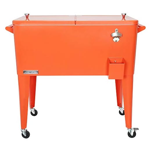 Permasteel PS-203-ORANGE-AM 80 Quart Portable Rolling Patio Cooler, Orange