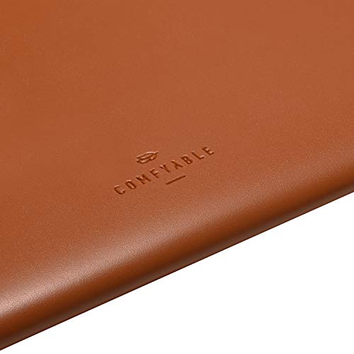 Comfyable Laptop Sleeve Compatible with 16 Inch MacBook Pro 2020 & 15-15.6 Inch Dell HP Notebook - PVC Leather Envelope Sleeve Computer Case for Mac, Brown