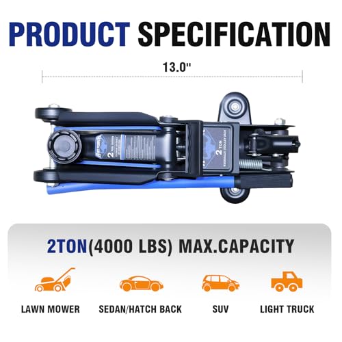 Image of ANTPOWER 2 Ton Floor Jack,with Wheels for Secure Lifting,Fast Lift Floor Jack, Quick Lift Pump for Sport Utility Vehicle,Providing Stable Support for Various Cars (2.0T)