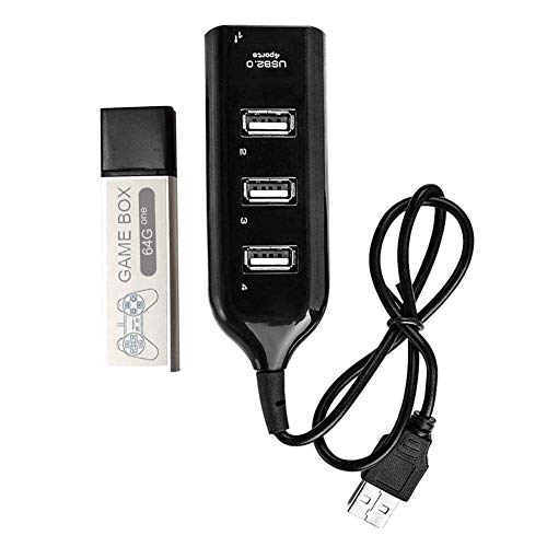 Game Enhancer Plug Integrierte 5000 Spiele, Mini-Game-Stick USB-Flash-Laufwerke 64 GB Game Memory Stick mit 3Port Hub Mini-Spiele Plug & Play-Zubehör