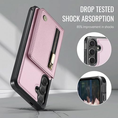 Étui compatible avec Samsung Galaxy S20 rose cuir à rabat silicone fermeture