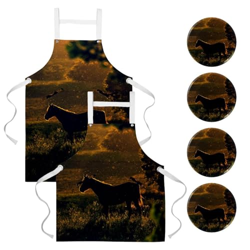 Tablier de cuisine imperméable lot de 2 avec broches pour bar et restaurant