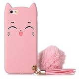 iPhone 6 Case, iPhone 6S Silicone Case, Fashion Cute 3D Pink Meow Party Cat Kitty Kids Girls Lady...