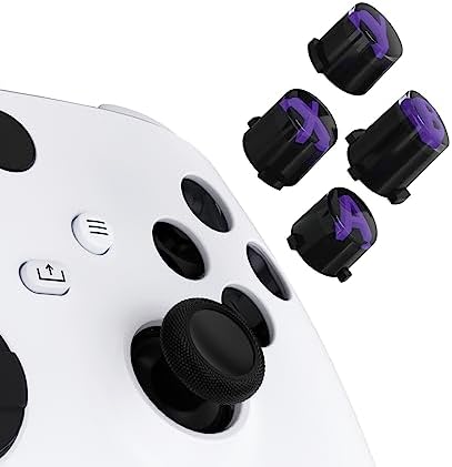 eXtremeRate Wymiana Custom ABXY Action Buttons dla Xbox Series X & S Controller, Three-Tone Czarny & Przezroczysty z Klasyczna Szarość Klasycznymi Symbolami Klawisze A B X Y dla Xbox One S/X, Elite V1/V2 Controller