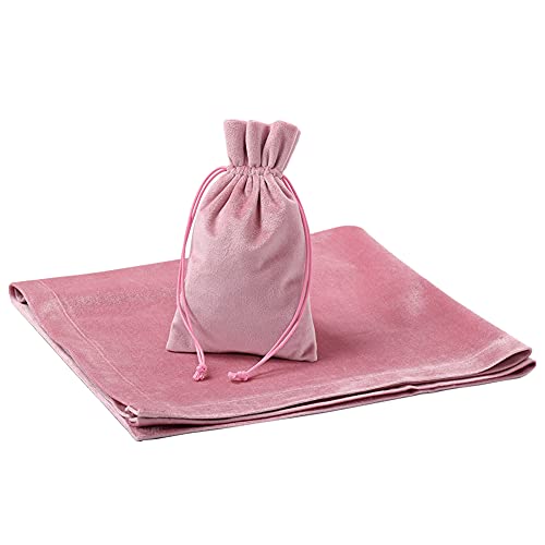 BLESSUME Wizard Velvet Tarot Table Cloth and Pouch Blue Square Divination Tarot Cloth (Pink) by BLESSUME - Image 2