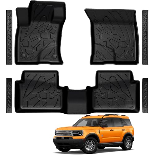 LUMWAY Floor Mats for Ford Bronco Sport 2026 2025 2024 2023 2022 2021, TPE All Weather Durable Floor Liners Door Sill Guards for Ford Bronco Sport Big Bend Heritage Outer Banks Badlands Accessories