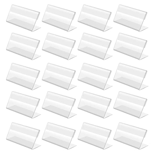 Support d'étiquette incliné pour comptoir avec mini porte-affiche transparent en lot de 50