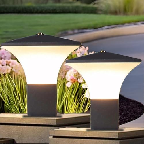 Image of SINOMAN Metal and Glass Unbreakable Gate Light for Home Waterproof | Gate Lamps for Main | Outdoor Garden Light | Pillar Lights (GL Phantom, Pack of 2)