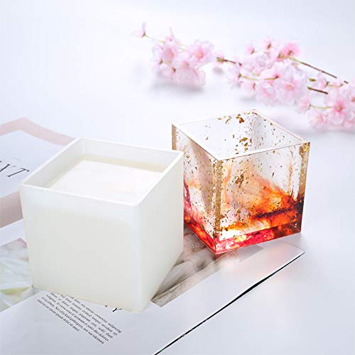 image for VTurboWay Big DIY Square Resin Plant Mold, Cube Silicone Molds, DIY Fl