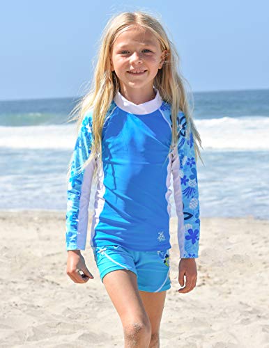Tuga Girls Shoreline L/S Rash Guard (UPF 50+), Ocean, 6/12 mos