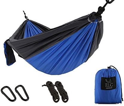 ELC Hammock Camping Hammocks Single Double Hammock Ultralight Portable Nylon Parachute Lightweight Hammocks with Hanging Straps and Carabiners for Hiking, Backpacking, Travel, Beach, Yard