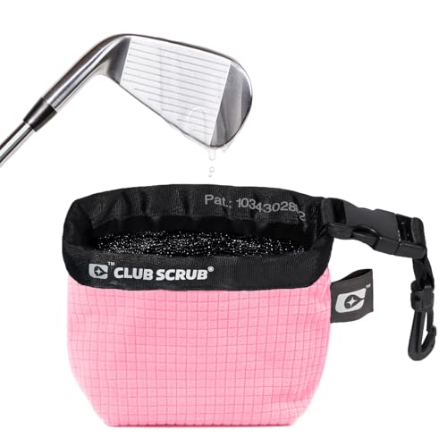 Image of Club Scrub Golf Club and Golf Ball Cleaning Bag, Waterproof Clean Face Technology Liner, Detachable Clip, Machine Washable, Cleans Club Grooves, Dry Exterior (Neoprene or Microfiber Option Available)