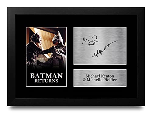 Image of HWC Trading FR A4 Michael Keaton & Michelle Pfeiffer Batman Returns Gifts Printed Signed Autograph Picture for Movie Memorabilia Fans - A4 Framed