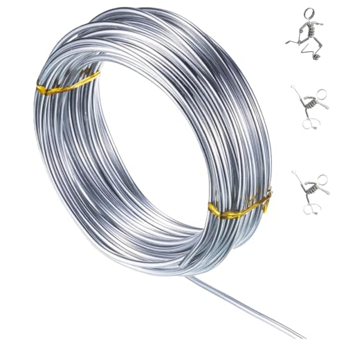 Thick Wire for Crafts Wire for Scu/lpting 1.5mm Craft Wire Made of Aluminum Silver me/tal Wire for Doll Armatures Model Making Flower Supports & Skeleton Framing Flexible and Bendable Art Supply 10M