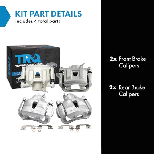 Image of TRQ Front and Rear Brake Caliper Set Zinc Coated Brackets Hardware Compatible with 2004-2010 Toyota Sienna
