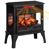 HOMCOM Electric Fireplace Stove Freestanding Infrared Heater...