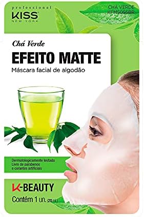 Kiss NY Professional Máscara Facial de Algodão - Chá Verde, Kiss ...