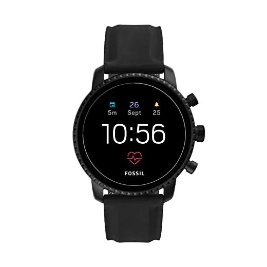 Fossil Men's Gen 4 Explorist HR Heart Rate Stainless Steel and Silicone Touchscreen Smartwatch, Color: Smooth Black (Model: BQD1000)
