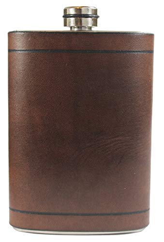 Primo Liquor Flasks Men’s Stainless Steel Hip Flasks For Liquor, Genuine Dark Walnut