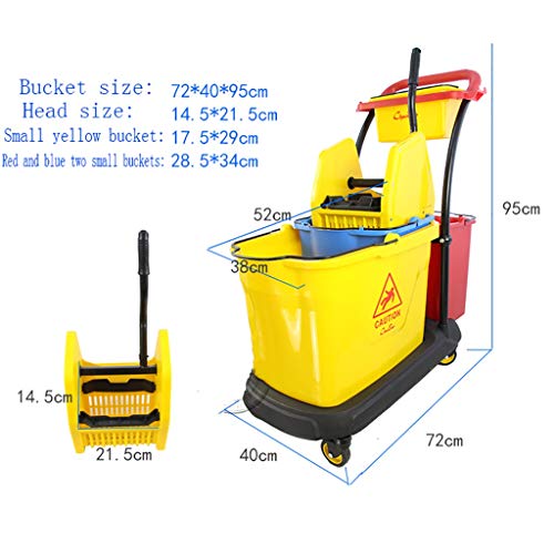 Ht Trolley Cleaning Cart, Hotel Home 35L Double Barrel Cleaning Bucket With Water Filter And Separator 724095Cm, Wash Bucket Mop #TOP1