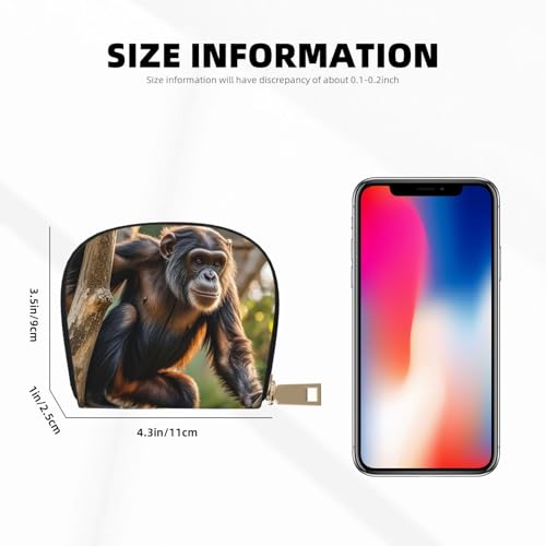 Climbing Chimpanzees Print Credit Card Holder, PU Leather Small Card Bag Wallets with Zipper for Women Men id Business Card3