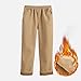 Kids School Uniform Fleece Lined Winter Warm Dress Pants Pants Elastic Waist Pull-On Corduroy Trousers with Pockets 8-9 Years Khaki