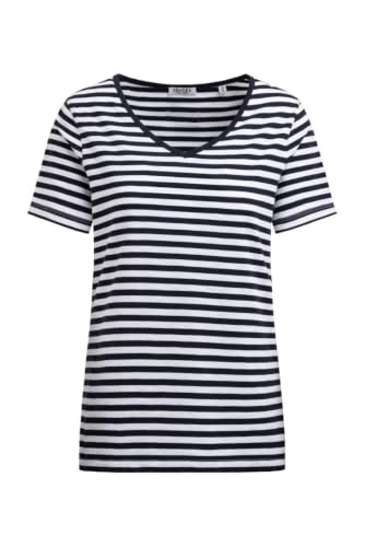 T-shirt rayé bleu marine femme col V pour les journées d'été