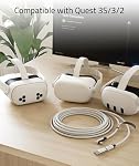 Syntech Câble de liaison compatible avec Meta/Oculus Quest 3S/Quest 3/Quest2/Pro/Pico 4/Ultra et PC/SteamVR, 16FT Câble de type C amélioré avec USB 3.0 Adaptateur, cordon de transfert de données haute vitesse pour VR Casque