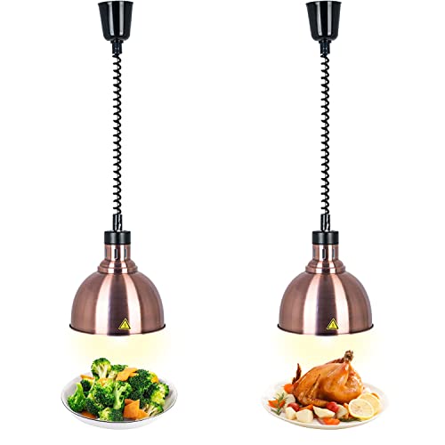 Lampe Chauffante Alimentaire Réglable, 250W Lampes Chauffantes pour Aliments Commercial, Chauffe-plats Lampe Chauffante Cuisine Professionnelle pour Restaurant et Buffet(B-25cm, 2 Pièces)