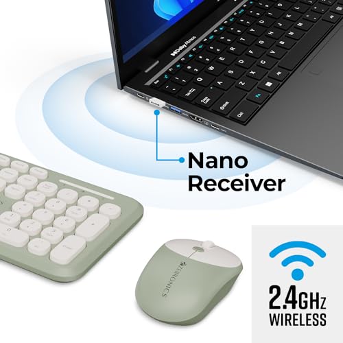 Image of ZEBRONICS Companion 302 2.4GHZ Wireless Keyboard & Mouse Combo with UV Printed Keys,13 Multimedia Keys,800 /1400 /1600 DPI,High Precision,Advanced Optical Sensor Technology(Green)