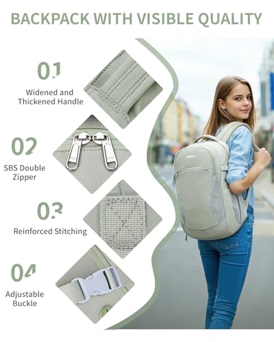 Image of ECOHUB Large Travel Backpack 17.3 inch Suspended Laptop Backpack Fashion Water-Resistant 28L Lightweight Backpack for Causal Work Green