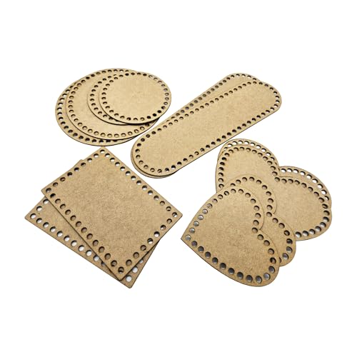 Kit Bases Para Cesto Crochê Diversos Tamanhos 14 Peças MDF