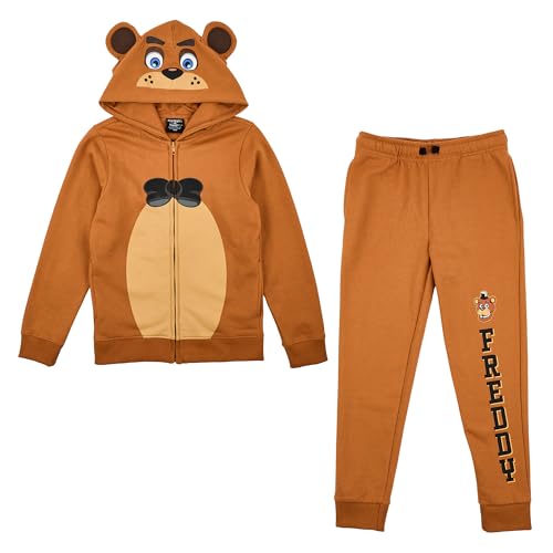 Bioworld Five Nights At Freddy's Freddy Fazbear Boy's 2-Pack Cosplay Zip Front Hoodie & Joggers Set-4