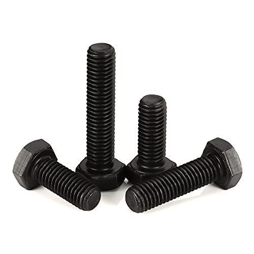 M12-1,75 x 60 mm Sechskantschrauben, Klasse 12.9, legierter Stahl, schwarze Oxid-Oberfläche, Vollgewinde, 5 Stück Cover