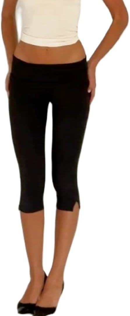 Lordree Women Fold Over Capri Leggings Low Rise Yoga Cropped Pants Knee Length Skinny Pants Going Out Bottoms