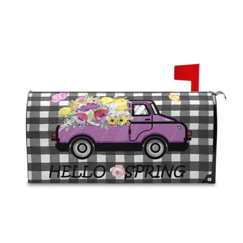 Wusikd Hello Spring Truck Mailbox Cover Magnetic Standard Size Flowers Butterfly Mailbox Covers Letter Post Box Cover Wrap Decoration Welcome Home Garden Outdoor 21