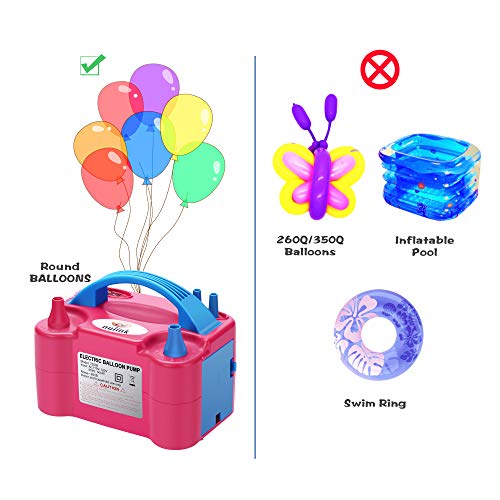 Nulink Electric Portable Dual Nozzle Balloon Blower Pump Inflation For Decoration, Party [110V~120V, 600W, Rose Red] #TOP6