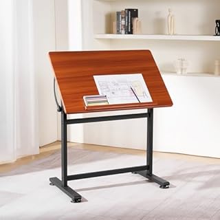 VEVOR Table à Dessin Inclinable 0°-90°, Bureau pour Dessinateur avec cadre en H Noir et Plateau Marron, Table d'Architecte en Bois, Poste de Travail pour Peintre Ingénieur Artiste, Maison Bureau