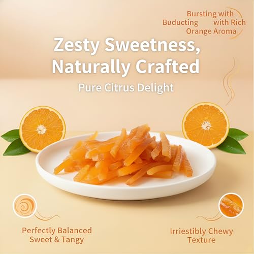Candied Orange Peel | Diced & Ready for Baking, Desserts, or Snacks | Natural Ingredients, Bright Citrus Flavor | 10.58oz Bag | Perfect for Holiday Gifts & Recipes