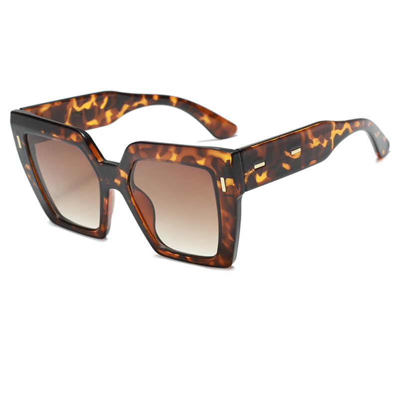 elbme Retro Leopard Square Sunglasses for Women, Polarized Lenses, for Everyday Wear-picture-25