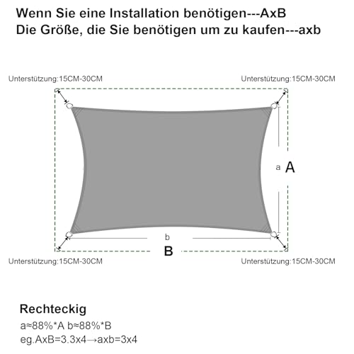 SUNNY GUARD Sonnensegel Wasserdicht 3x4m Rechteckig Sonnenschutz Wetterschutz Segel Baldachin UV Schutz für Balkon Terrasse Garten, Grau Anthrazit