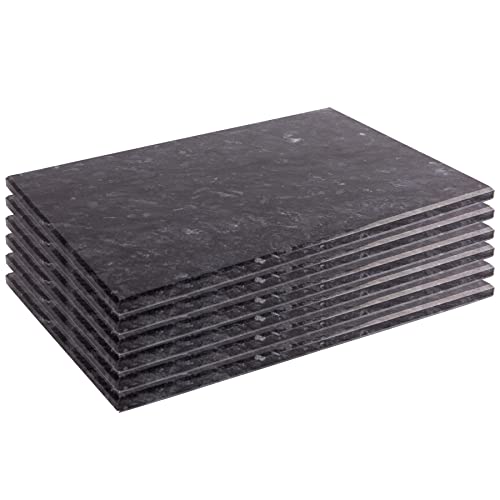 Image of Argon Tableware Marble Placemats - 30cm x 20cm - Black - Pack of 6 - Rectangle Placemats Dining Mat Table Mat Plate Serving Trays for Appetizers, Lunch, Mains, Parties, Food Presentation