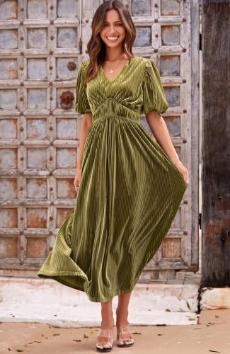 Image of Sissyaki Velvet Maxi Dress Fall Wedding Guest Dress 2026 | Semi Formal to Formal Events, Family Pictures, Holiday Party Dinner Dress